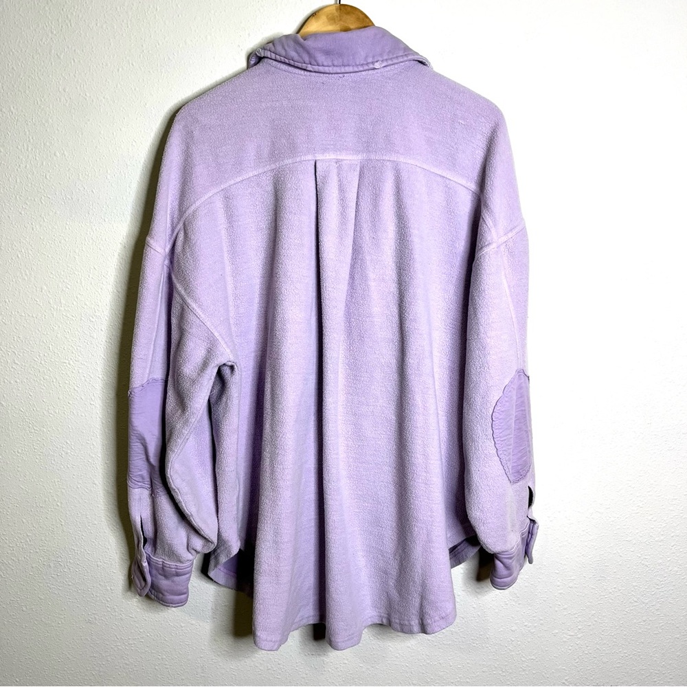 Free People Ruby ethereal Lavender Jacket sz L shirt shacket pastel lilac cozy - Picture 8 of 10